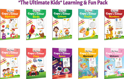 My First Copy To Colour - Alphabet, Birds, Colours, Fruits And More :- Creative Preschool Colouring, Early Learning Activity Book, Kids Educational Fun | Set Of 10 Books(Paperback, GOWOO)