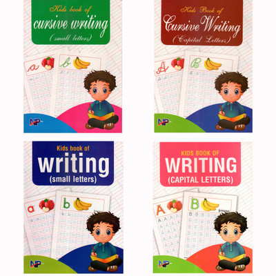 Kids Book Of Cursive Writing [Small Letters] + Kids Book Of Cursive Writing [Capital Letters] + Kids Book Of Writing [Small Letters] + Kids Book Of Writing [Capital Letters] | Combo Pack Of 4 Writing Books For Children(Paperback, Assamese, Editorial Team)