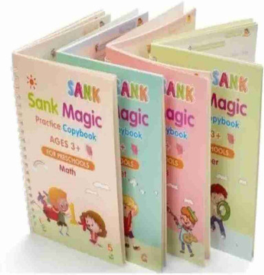 Writing Magic Practice Copy Books Set Of 4 Magic Writing & Drawing Books Kit(Hardcover : Spiral, valarie)