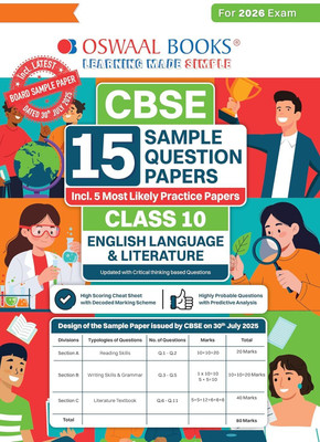 CBSE 15 Sample Question Papers Class 10 English Language And Literature For 2026 Board Exam (As Per CBSE Sample Question Paper Issued On 30 July 2025), Recommended By 2025 CBSE Toppers With Chapter Wise Highly Probable Questions, Includes 5 Most Likely SQPs & All Types Of CBQs(Paperback, Oswaaal Edi