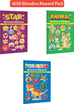 Dinosaur Reward Stickers, Animal Reward Stickers And Star Reward Stickers :- Kids Activity Rewards, Fun Learning Motivation, Creative Sticker Collection | Combo Of 3 Books(Paperback, GOWOO)