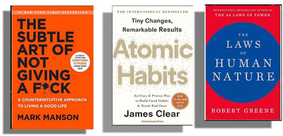 AnushkaBooks Combo ;- The Subtle Art Of Not Giving A F** & The Laws Of Human Nature & Atomic Habit ( English, Pack 3)(Paperback, James Clear, Mark Mansan)