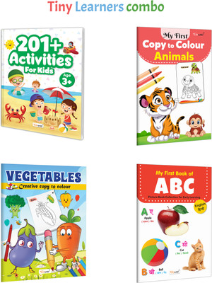 201+ Activities For Kids - Age 3+, My First Copy To Colour - Animals And More :- Fun Kids Activity Set, Creative Copy To Colour, Learning Book In English And Hindi | Pack Of 4 Books(Paperback, GOWOO)