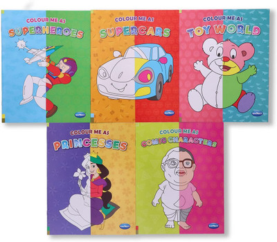 Navneet COLOUR ME AS Series Of COLOURING BOOKS - Super Heroes, Super Cars, Toy World, Princesses And Comic Character |(Paperback, Navneet Education)