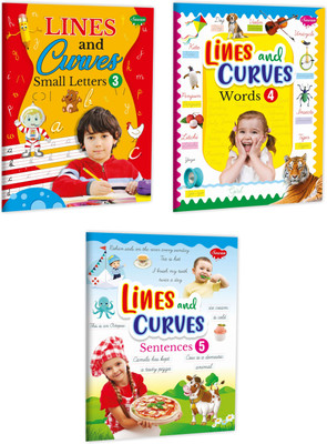Set Of 3 Pre School Learning Books, Lines And Curves–3-Small Letters, Lines And Curves–4-Words And Lines And Curves–5-Sentences(Paperback, Manoj Publications Editorial Board)