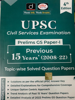 Drishti UPSC Prelims GS Paper-1 Previous 15 Years(2008-2022) New Edition 2022(Paperback, Drishti Experts)