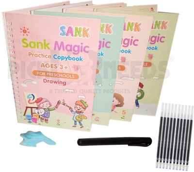 Magic Practice Copybook, Number Tracing Book For Preschoolers With Pen, Magic Calligraphy Copybook Set Practical Reusable Writing Tool Simple Hand Lettering(Hardcover, Make Ur Wish Delhi India)
