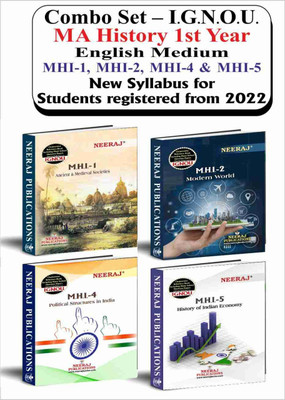 IGNOU SOLUTION BEST HELP BOOK MA History 1st Year Combo (New Syllabus) MHI- 1,2,4,5 COMBO SET BEST HELP BOOK IGNOU STUDENT
Medium: English(Paperback, BIG BEST)