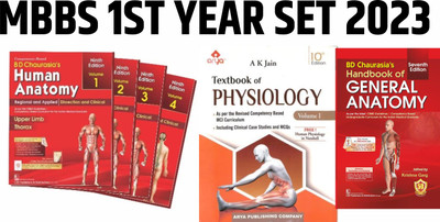 MBBS 1ST YEAR SET 2023 (Textbook Of Anatomy (Bd Chaurasia 9th Ed)+ Handbook Of General (BD Chaurasia 7th ) + Textbook Of Physiology (AK Jain 10th Ed) + Textbook Of Biochemistry (DM Vasudevan 10th Revised) + Textbook Of Histology (Inderbir Singh 10th Revised) +Textbook Of Embryology (Inderbir Singh 1 MBBS 1ST YEAR SET 2023 (Textbook Of Anatomy (Bd Chaurasia 9th Ed)+ Handbook Of General (BD Chaurasia 7th ) + Textbook Of Physiology (AK Jain 10th Ed) + Textbook Of Biochemistry (DM Vasudevan 10th Revised) + Textbook Of Histology (Inderbir Singh 10th Revised) +Textbook Of Embryology (Inderbir Singh 1