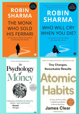 Atomic Habits, The Monk Who Sold His Ferrari, The Psychology Of Money, Who Will Cry When You Die, Combo_set(Paperback, Abs)