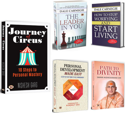 Journey Of Circus + The Leader In You + Personal Development Made Easy + How To Stop Worrying And Start Living + Path To Divinity | Learn The Way To Manage Your Worries And Encourages Personal Growth, Peace And Joy (Set Of 5 Books In English)(Paperback, Nishesh Garg)