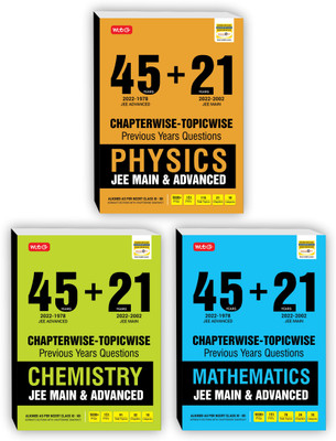 MTG 45 + 21 Years JEE Main And IIT JEE Advanced Previous Years Solved Papers With Chapterwise Topicwise Solutions Physics, Chemistry, Mathematics - JEE Main And Advanced PYQ Question Bank For 2023 Exam (Set Of 3 Books)(Paperback, MTG Editorial Board) MTG 45 + 21 Years JEE Main And IIT JEE Advanced Previous Years Solved Papers With Chapterwise Topicwise Solutions Physics, Chemistry, Mathematics - JEE Main And Advanced PYQ Question Bank For 2023 Exam (Set Of 3 Books)(Paperback, MTG Editorial Board)