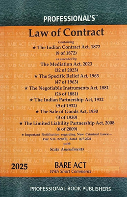 Law Of Contract Bare Act With State Amendments And Short Comments (Paperback In English By Professional's)(Paperback, Professional's)