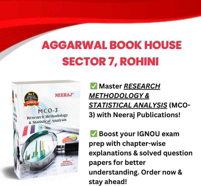 NEERAJ MCO-3 Research Methodology And Statistical Analysis- English Medium For M.Com- IGNOU - Chapter Wise Help Book / Guide Including Many Solved Sample Papers(Paperback, NEERAJ EXPERTS) NEERAJ MCO-3 Research Methodology And Statistical Analysis- English Medium For M.Com- IGNOU - Chapter Wise Help Book / Guide Including Many Solved Sample Papers(Paperback, NEERAJ EXPERTS)