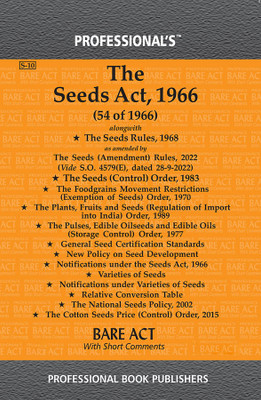 Seeds Act 1966 Alongwith Seeds Rules 1968 Seeds (Control) Order 1983(Paperback, Professional)