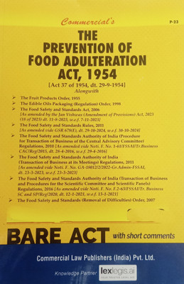 Prevention Of Food Adulteration Act,1954(Paperback, Editorial Board of Commercial Law Publishers India Pvt ltd)