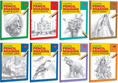 Pencil Shading Pack | Set Of 8 Anti Stress Shading Books(Paperback, Sawan)