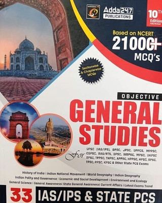 Objective General Studies 10th Edition Fully Revised Based On NCERT 21000+ MCQs 33 Years Topic Wise Solved Papers (1990-2022) English Medium(Paperback, Adda247) Objective General Studies 10th Edition Fully Revised Based On NCERT 21000+ MCQs 33 Years Topic Wise Solved Papers (1990-2022) English Medium(Paperback, Adda247)