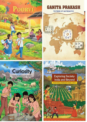 NCERT Textbook Of Grade-8 | Poorvi | Ganita Prakash Mathematics | Curiosity | Exploring Society: India And Beyond Part-I | 4 Books Set | Latest Edition(Paperback, NCERT)