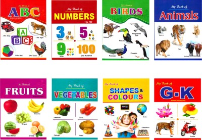 Exello Pack Of 8 Art Lamination Picture Books For Kids, Books Collection For Kids, Set Of 8 Children Picture Books (Alphabets, Numbers, Animals, Birds, Fruits, Vegetables, Parts Of The Body And GK)(Paperback, Esha)