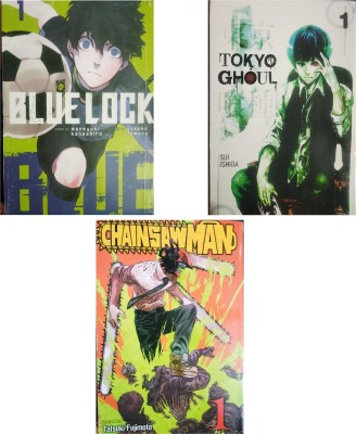 Manga Combo Of 3: Blue Lock Tokyo Ghoul & Chainsaw Man Volume:1 Best Quality Book(Paperback, Muneyuki Kaneshiro, Sui Ishida, Tatsuki Fujimoto)