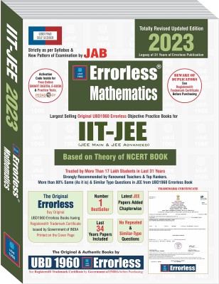 Errorless Mathematics For IIT-JEE (MAIN & ADVANCED) As Per JAB (Paperback+Free Smart E-Book) Revised Updated New Edition 2023 (2 Volumes) By ... Scorer USS Book With Trademark Certificate) Unknown Binding – 14 April 2022(Universal Book Depot1960 Gwalior MP, by Experienced & Expert Team of Teachers (