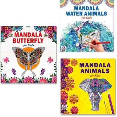 Beautiful Butterfly + Ocean-Themed Sea Animals + Amazing Animals Mandala Art Designs Colouring Books | Butterfly Art | Ocean Creatures | Animal Art | Mandala Patterns | Creative Kids Designs | Nature Art (Set Of 3 Books)(Paperback, Namaskar Kids)