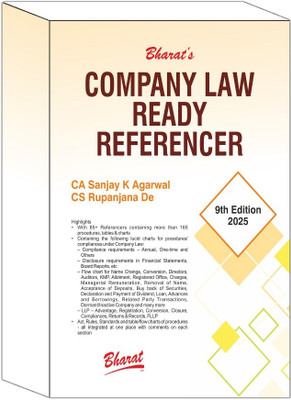 Bharat's Company Law Ready Referencer - Latest 9th | Edition 2025| English Edition(Paperback, CA Sanjay K Agarwal & CS Rupanjana De)