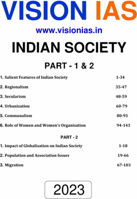 Vision IAS Indian Society General Studies Printed Notes English Medium Photocopy 2023(Paperback, Vision IAS)