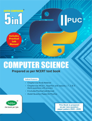 5 In 1 2nd PUC Computer Science Study Guide Book/As Per New Syllabus(Paperback, Subhas Publishing House Pvt Ltd)