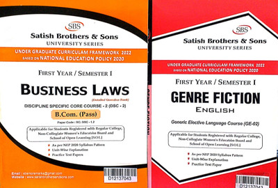 SBS Combo Delhi University B.Com 1 Year Business Laws DSC 2 & Genre Fiction GE 02 Semester-1 Applicable Regular & SOL & NCWEB NEP/UGCF(Paperback, Satish Brothers & Sons)