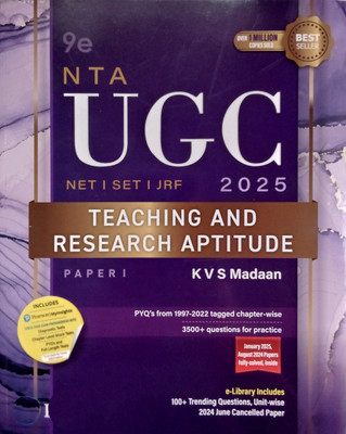 NTA UGC NET 2025 Paper 1 By Kvs Madaan|Teaching And Research Aptitude //| PYQs From 1997-2022 | Papers Fully Solved - January 2025 & August 2024 | 2024 June Cancelled Paper | Digital Diagnostic Tests, Mock Tests, Full Length Tests Via Pearson Myinsights(Paperback, K V S Madaan) NTA UGC NET 2025 Paper 1 By Kvs Madaan|Teaching And Research Aptitude //| PYQs From 1997-2022 | Papers Fully Solved - January 2025 & August 2024 | 2024 June Cancelled Paper | Digital Diagnostic Tests, Mock Tests, Full Length Tests Via Pearson Myinsights(Paperback, K V S Madaan)