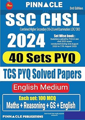 SSC CHSL 10+2 2024 40 Sets TCS PYQ Solved Papers English Medium | Pinnacle Publication(Paperback, Pinnacle Publication) SSC CHSL 10+2 2024 40 Sets TCS PYQ Solved Papers English Medium | Pinnacle Publication(Paperback, Pinnacle Publication)