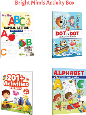 My First Writing & Activity Set: Capital Letters ABC Writing Fun, Dot To Dot (Blue Edition) And More :- Writing Practice For Kids, Alphabet Tracing Fun, Creative Activity Set | Pack Of 4 Books(Paperback, GOWOO)