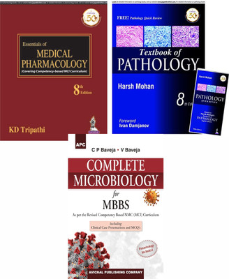 MBBS 2ND YEAR SET (Textbook Of Pathology With Pathology Quick Review And MCQs, 8TH {Harsh Mohan }+ Essentials Of Medical Pharmacology {KD Tripathi} + Complete Microbiology For MBBS {Cp Baveja}(Paperback, ALL AUTHORS) MBBS 2ND YEAR SET (Textbook Of Pathology With Pathology Quick Review And MCQs, 8TH {Harsh Mohan }+ Essentials Of Medical Pharmacology {KD Tripathi} + Complete Microbiology For MBBS {Cp Baveja}(Paperback, ALL AUTHORS)