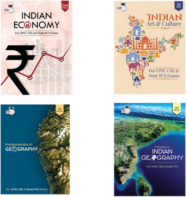 StudyIQ Combo: Indian Economy, Indian Art & Culture, Principles Of Geography & Fundamentals Of Indian Geography ( English|1st Edition), UPSC 2025, Civil Services Exam, State Administrative Exams(Paperback, StudyIQ Publications)