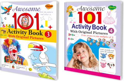 Awesome 101 Activity Book - 3 and Book - 4 for Kids : Children learning activity books, Fun activity books for kids, Learning books | Set of 2 Activity Books for kids(Paperback, SAWAN) Awesome 101 Activity Book - 3 and Book - 4 for Kids : Children learning activity books, Fun activity books for kids, Learning books | Set of 2 Activity Books for kids(Paperback, SAWAN)
