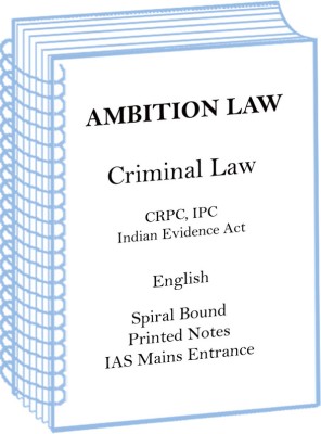 Ambition Criminal Law Optional Printed Notes In English For IAS Mains(Spiral Bound, Ambition Law)