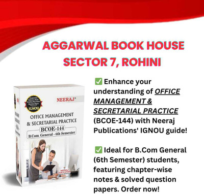 NEERAJ BCOE-144 Office Management & Secretarial Practice - English - For B.COM Course Of IGNOU - Chapter Wise Help Book / Guide Including Many Solved Sample Papers And Important Exam Notes– Published By Neeraj Publications Paperback(Paperback, NEERAJ EXPERTS)