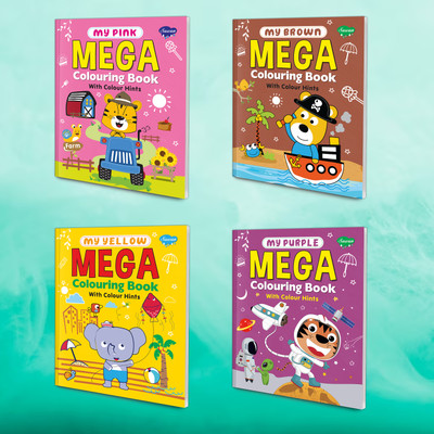 Set Of 4 Mega Colouring Books | My Pink Mega Colouring Book, My Yellow Mega Colouring Book, My Brown Mega Colouring Book And My Purple Mega Colouring Book | An Exquisite Combo Of 4 Coloring Books(Paperback, sawan)