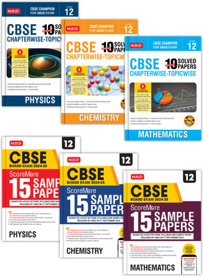 MTG CBSE 10 Years (2024-2015) Chapterwise Topicwise Solved Papers With CBSE ScoreMore 15 Sample Paper Class 12 Physics, Chemistry, Mathematics (Set Of 6 Books) - CBSE Champion For 2025 Exam | Video Solution Of PYQs(Paperback, MTG Editorial Board)