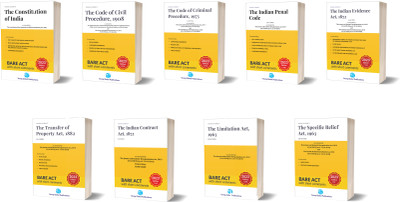 Combo Of 9 Bare Acts For Law Students/Judiciary Aspirants : The Code Of Civil Procedure, The Code Of Criminal Procedure, The Constitution Of India, The Indian Penal Code, Transfer Of Property, Specific Relief Act, Contract Act, Limitation Act, The Indian Evidence Act (2023 Edition)(Paperback, YGP)