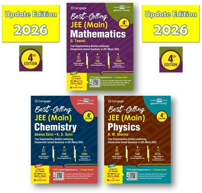 Cengage - Best Selling JEE Main Physics + Chemistry + Maths - [Set Of 3 Books ] With Supplementray Booklet - 4th Edition. - With 13 Years Solved Papers On Digital - For 2026 JEE Mains Exam(Paperback, G Tewani, BM SHARMA, SEEMA SAINI)
