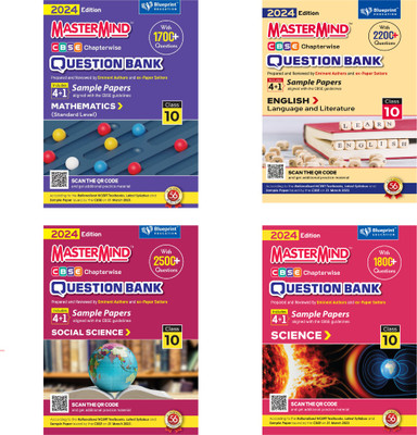 Maths Social Science Science English (4 Books Combo) Cbse Question Bank Class 10 With Cbse Sample Paper For 2024 Exams By Master Mind(Paperback, Blueprint Editorial Board)