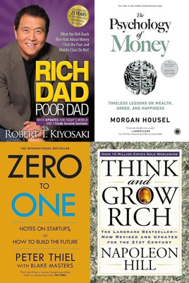 Rich Dad Poor Dad + The Psychology Of Money + Zero To One + Think And Grow Rich (Set Of 4 Books)(Paperback (set of 4), Robert T kiyosaki, Morgan housel, Peter thiel, Napoleon hill)