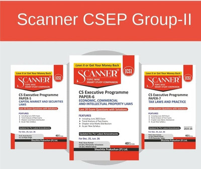 Scanner Cs Executive Gr2 Paper 5 To 7 Combo Applicable For Dec 25 And June 26 Exams(Paperback in, CS CA Rajeev Singh, CS Himanshu Srivastava, Dr Mohit Baihal)