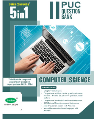 5 In 1 2nd PUC Computer Science Study Guide Book(Paperback, Subhas Publishing House Pvt Ltd)