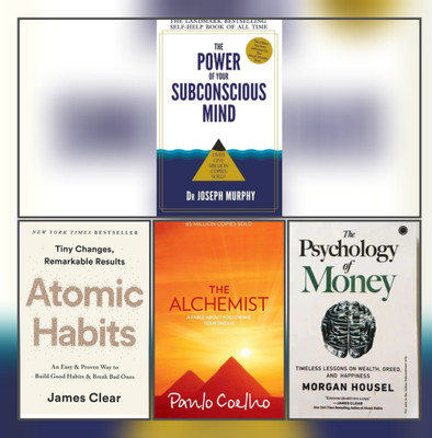 Atomic Habits, The Psychology Of Money, The Alchemist, The Power Of Subconscious Mind,Combo_set Of 4 Book(Paperback, Self help)