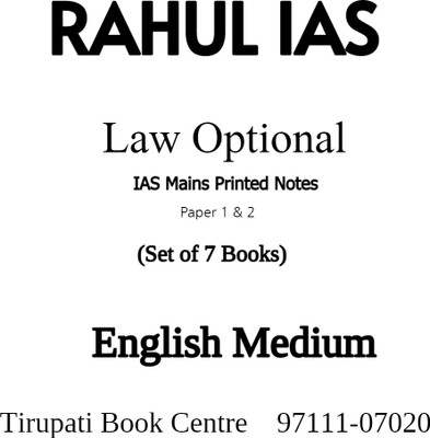 RAUS IAS Law Optional IAS Mains Printed Notes Paper 1 & 2 Set Of 7 Books English Medium Civil Service Preparation 2023(Paperback, RAUS IAS)