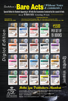 Sachdeva's AIBE Bare Acts Combo (Without Notes And Comments) DIGLOT EDITION 2023 Set Of 19 Bare Acts Covering 39 Acts(ENGLISH-HINDI) Special Edition For Students Appearing In All India Bar Examination Conducted By Bar Council Of India As Per Bar Council Of India Guidelines(Paperback, Hindi, Editoria